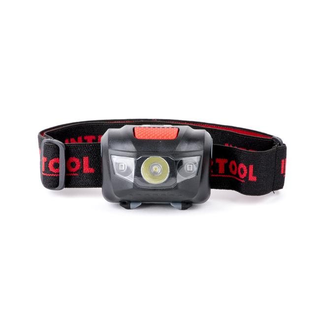 Фонарь Intertool налобный светодиодный, пылевлагозащищенный корпус, 4 режима работы (LB-0302)