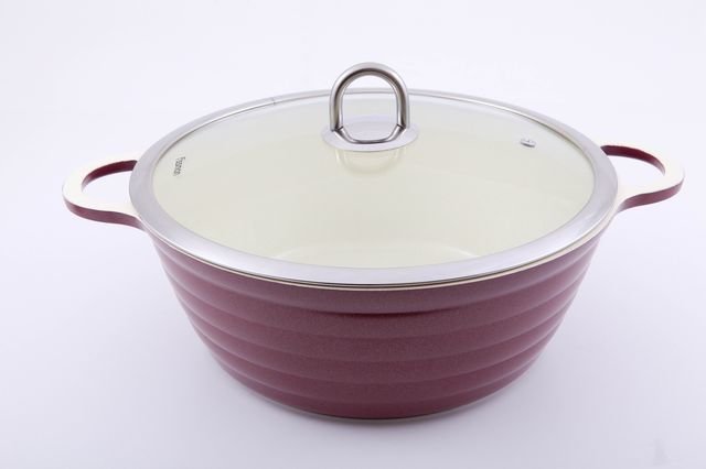 Кастрюля Fissman Lazurite 28x10 см/5.3 л со стеклянной крышкой (AL-4592.28)