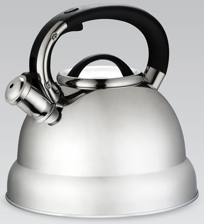 Чайник Maestro со свистком 2.5 л стальной с желтой ручкой (MR-1332)