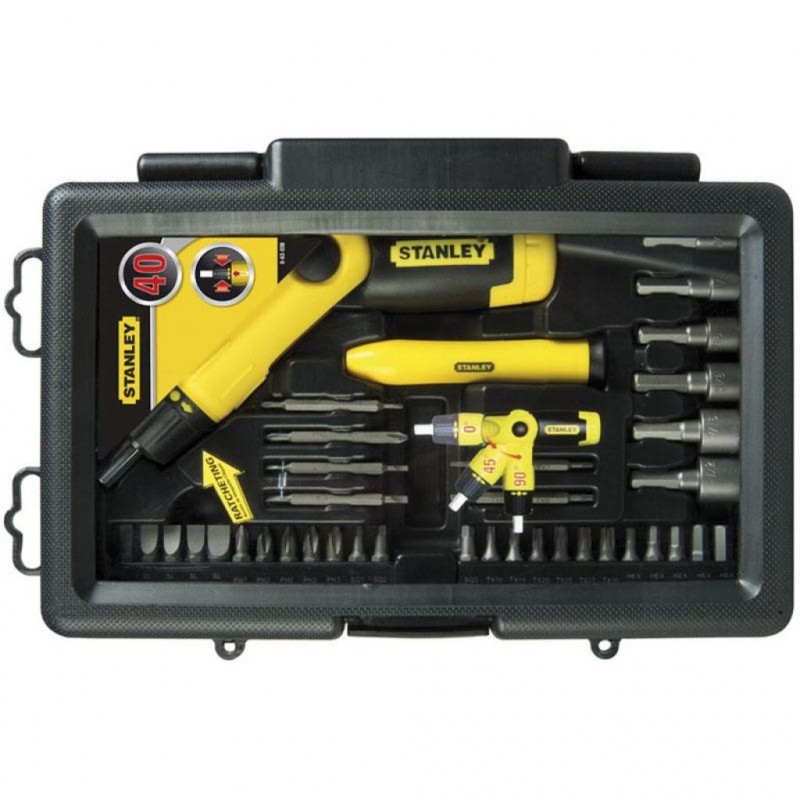 Отвертка реверсивная Stanley Pistol Grip Ratchet трещотка, насадки, 38 шт (0-63-038)