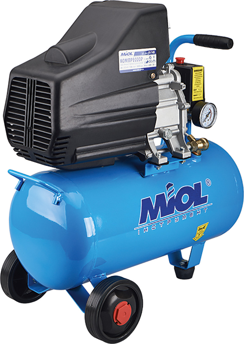 Компрессор Miol 1.1кВт 20л 158л/мин 8бар 220В (81-145)