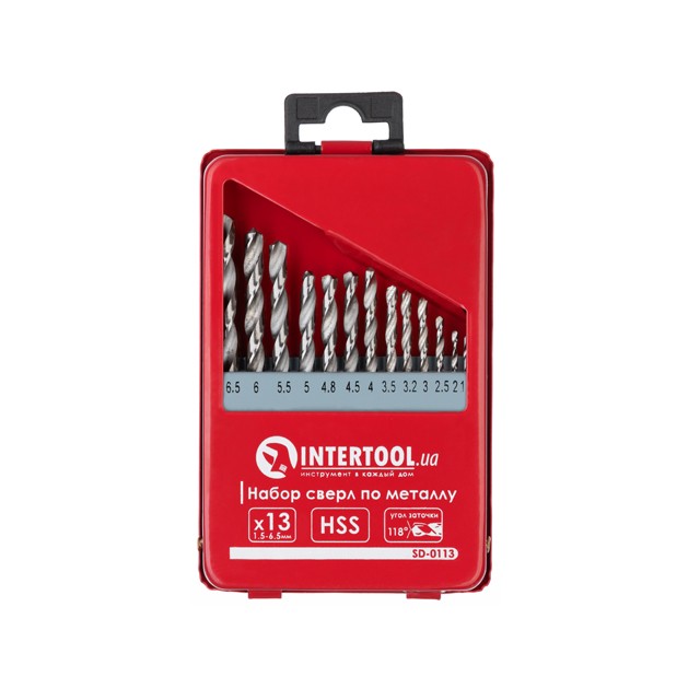 Набор сверл по металлу Intertool HSS 13шт (1.5-6.5), полированная сталь (SD-0113)