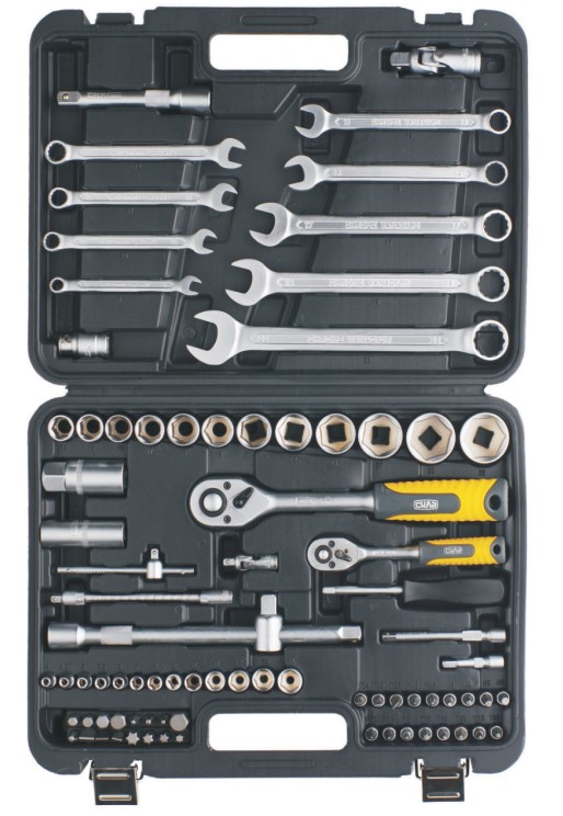 Набор Сила насадок торцевых с трещоткой 1/4, 1/2 и ключей CrV 82 шт (251282)