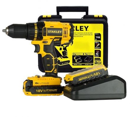 Шуруповерт дрель бесщеточный STANLEY 18 V, 55 Nm, Li-ion 1.5 Ач 13 мм DW (SBD20S2K-RU)