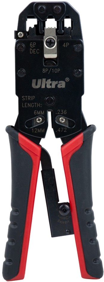 Клещи для обжима коннекторов Ultra 4Р4С, 6Р6С, 8Р8С, 10Р10С с трещоткой (4372002)
