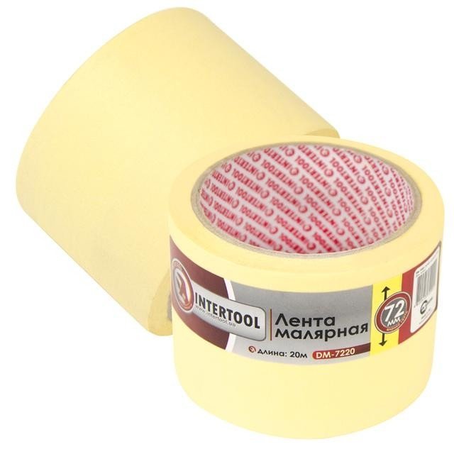 Лента малярная Intertool 72мм, 20м, желтая (DM-7220)