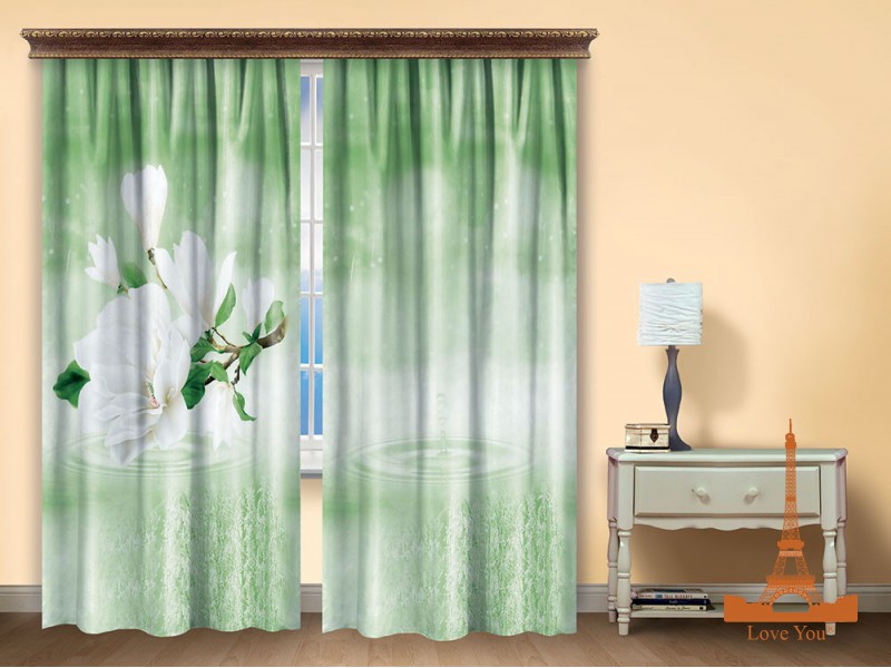 Штора Love you Элегия Полиэстер 150х270 см 2шт Зеленое
