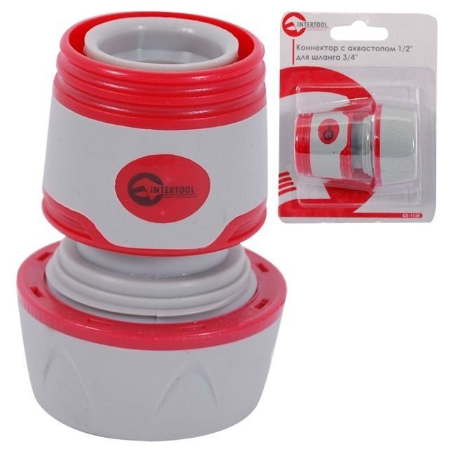 Конектор Intertool с аквастопом 1/2" для шланга 3/4" (GE-1120)