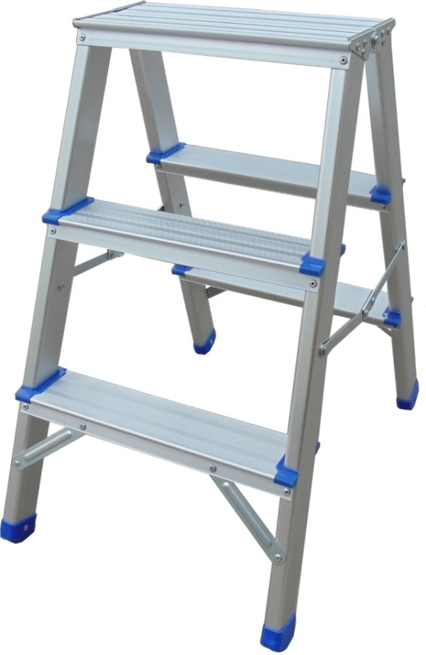 Стремянка алюминиевая двухсторонняя Werk LB403 3 ступени (90245)