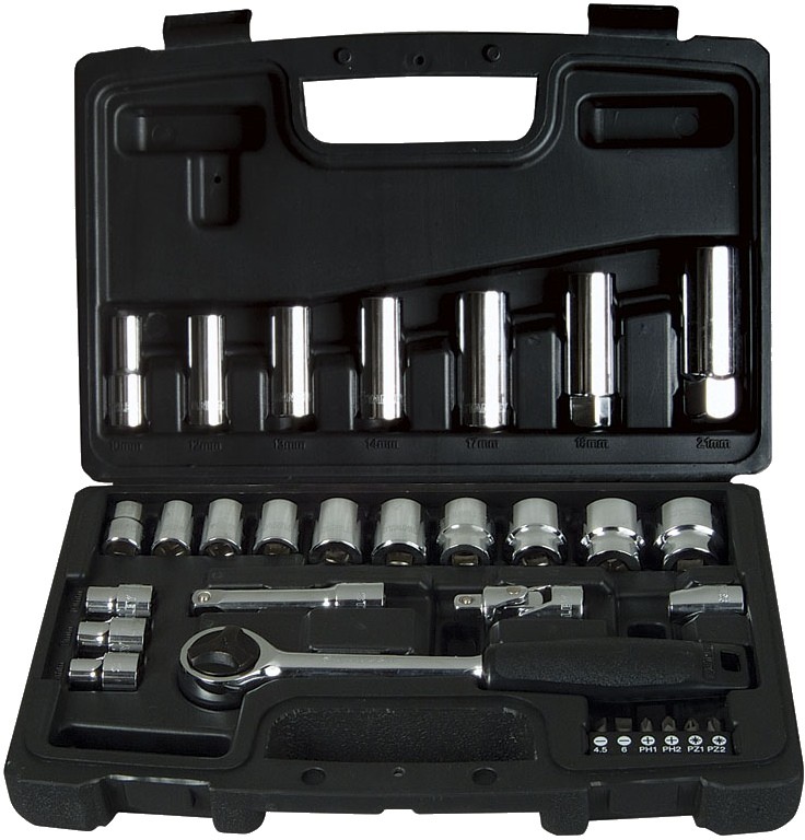 Набор головок торцевых Stanley 3/8" с инструментами, 30 шт (1-94-652)