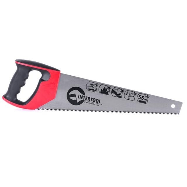 Ножовка Intertool по дереву 400мм с каленым зубом, 3-ая заточка 7 зуб.*1 (HT-3104)