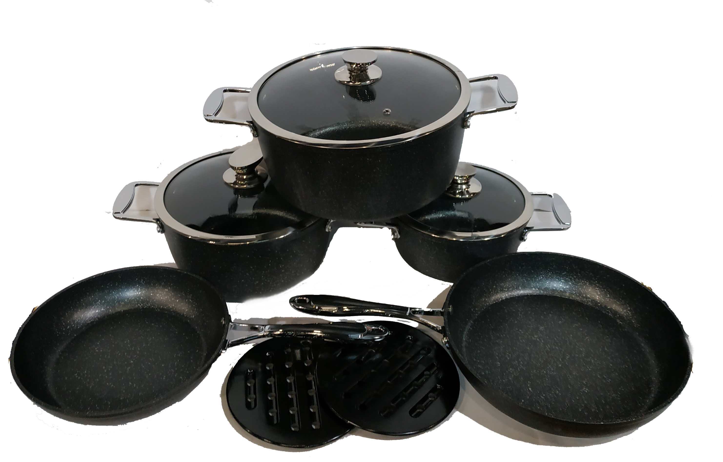 Набор посуды с мраморным покрытием Zurrichberg 10 предметов (ZBP-7130 Black)