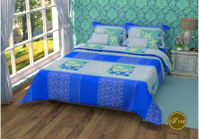 Постельное белье Leleka-Textile Полиэстер 175х210 Синие Двуспальное