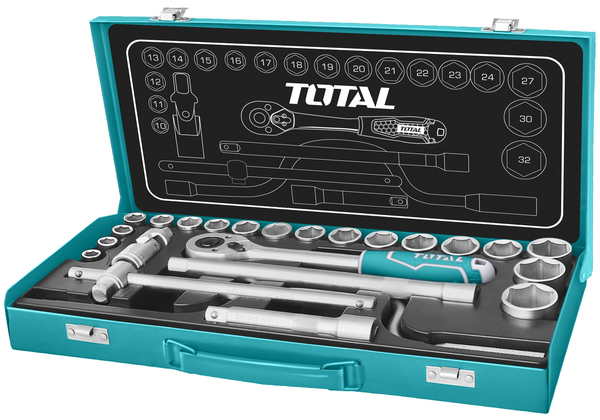 Набор TOTAL ключей, головок торцевых 1/2" 25 шт (THT141253)