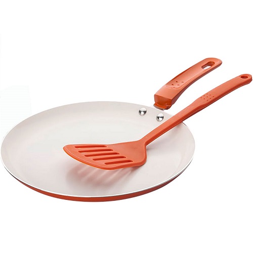 Сковорода Maestro Rainbow с лопаткой 25 см оранжевая (MR-1212-25)