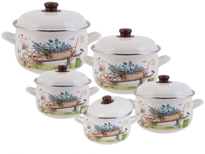 Набор эмалированных кастрюль Edenberg 10 предметов (EB-1876)