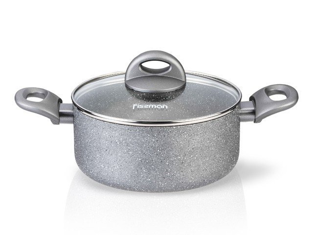 Кастрюля Fissman Moon Stone 24x11 см/4.9 л со стеклянной крышкой (AL-4409.24)