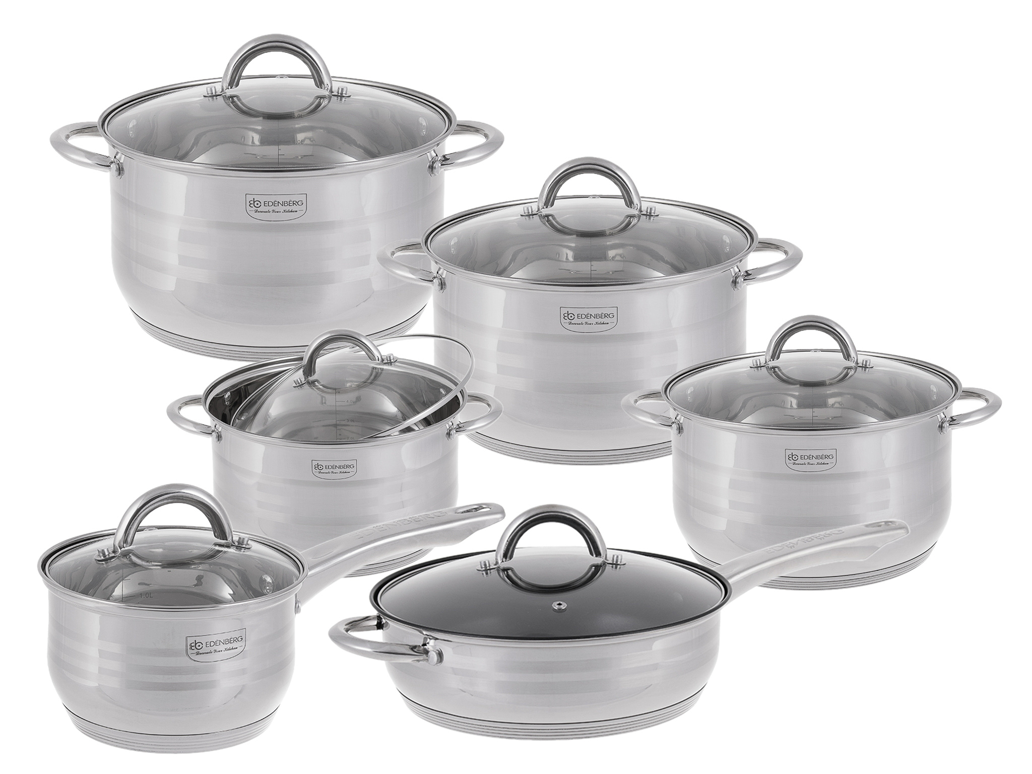 Набор посуды из нержавеющей стали Edenberg 12 предметов (EB-3732)