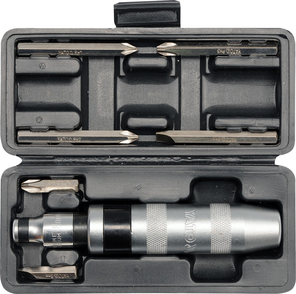 Отвертка реверсивная ударная Yato квадрат 1/2", 7 насадок 5/16" СRV (YT-2802)