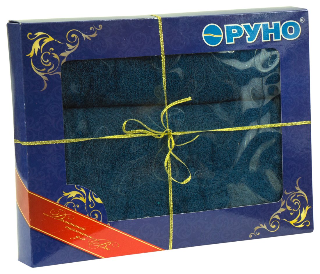 Комплект махровых полотенец Руно 50x90 и 70x140 см Синии (433.09ТУ_синій)