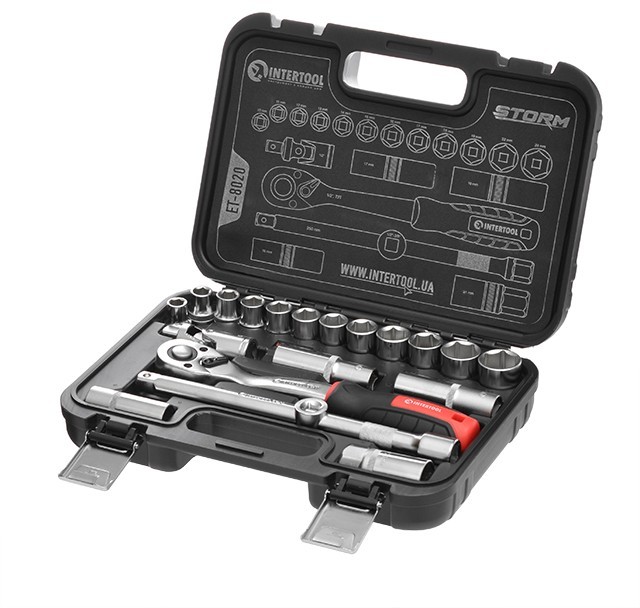 Набор инструментов Intertool 1/2" 20 едениц Cr-V (ET-8020)