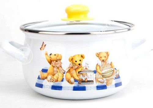 Кастрюля эмалированная Gusto Плюшеве ведмежа 16 см 2.1 л (GT-T-116-Т)