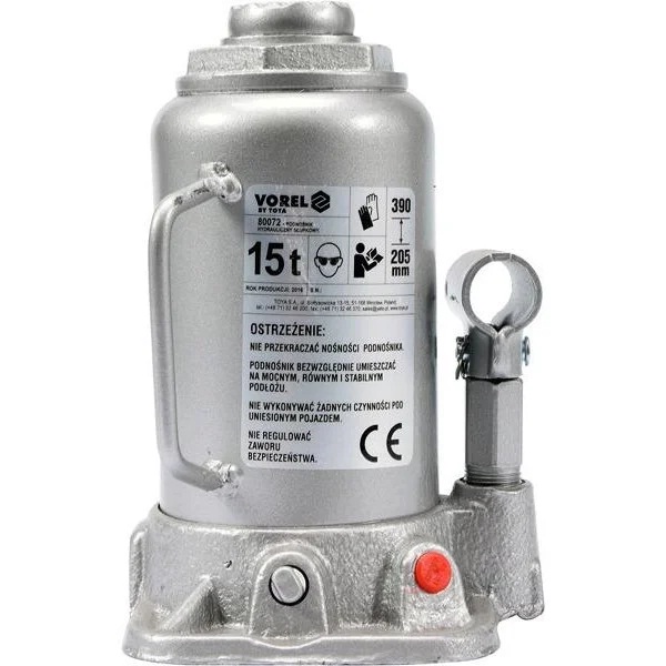 Домкрат бутылочный Vorel 15 т 205-390 мм (80072)