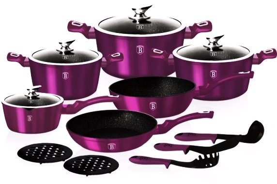 Набор посуды Berlinger Haus Metallic Line Royal Purple Edition 15 предметов BH-1662N