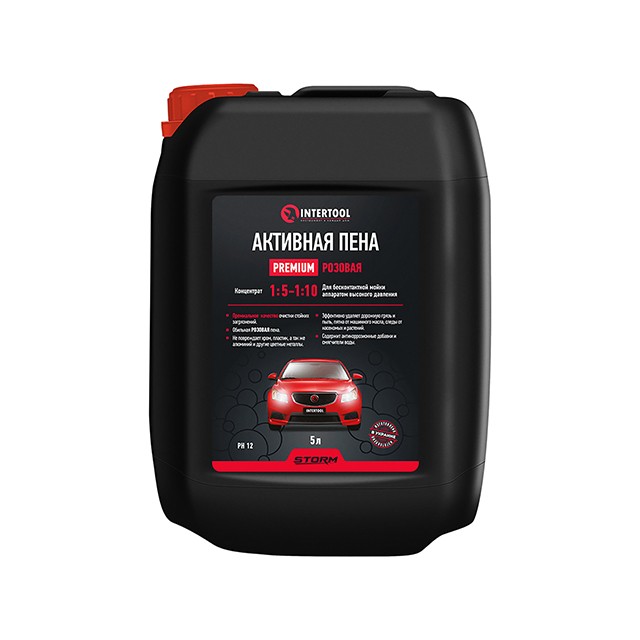 Пена активная PREMIUM 5л, розовая, концентрат 1:5-1:10 для мойки Intertool STORM (FS-9095)