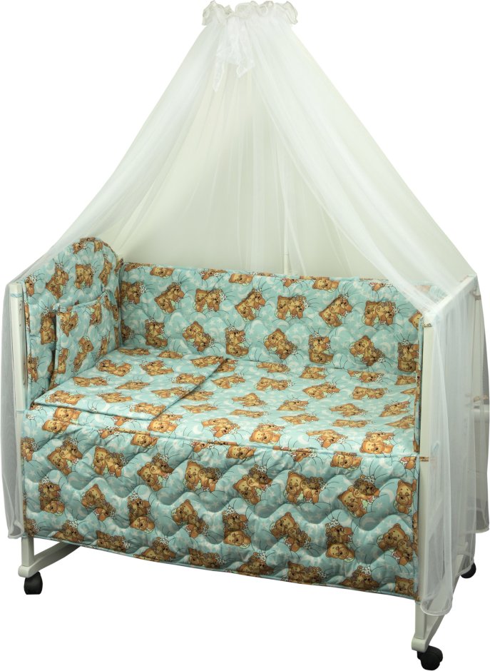 Комплект постельного белья Руно Радуга 60х120 см 7шт Детский Голубой (960У_(Блакитний) ведмедики спл