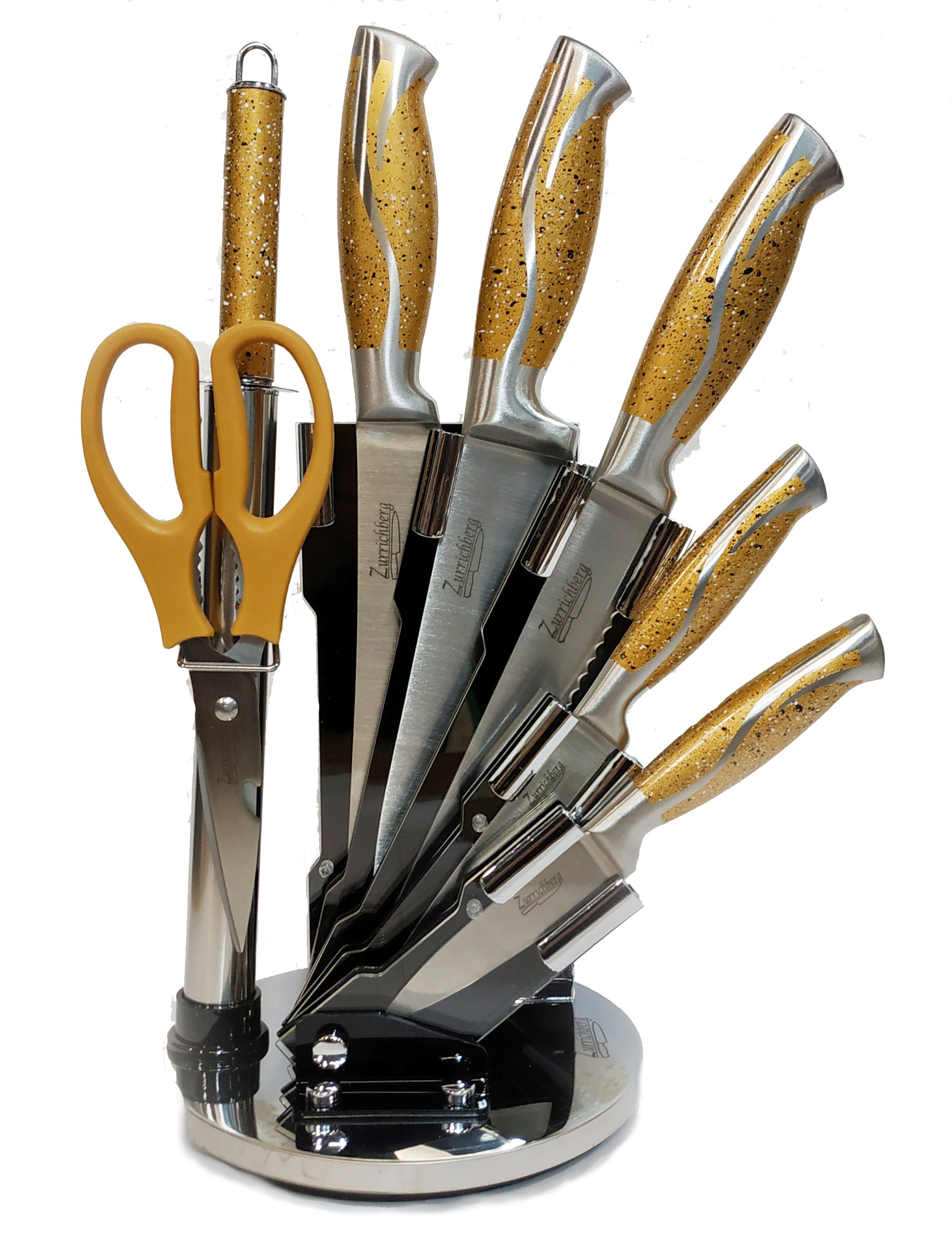 Набор ножей Zurrichberg на подставке 8 предметов (ZBP-5003 Gold)