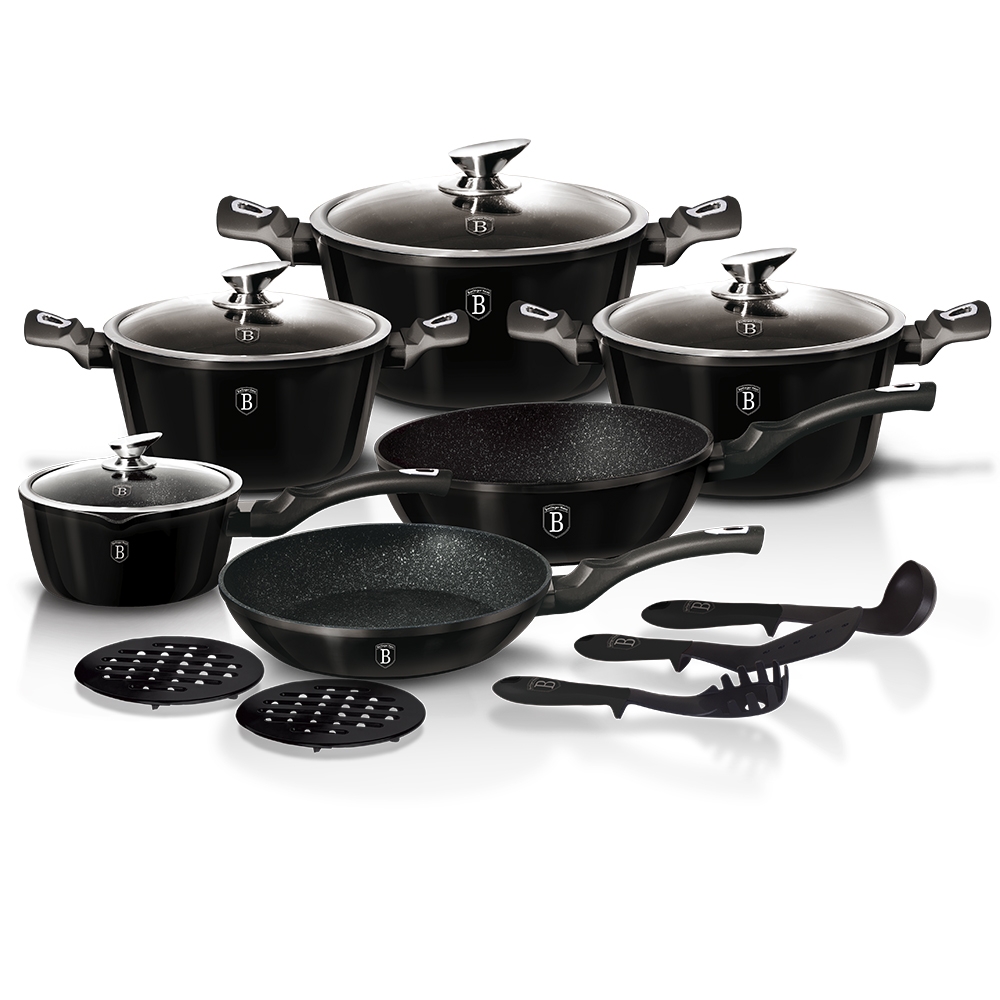 Набор посуды Berlinger Haus Metallic Line Royal Black Edition 15 предметов (BH-1664N)