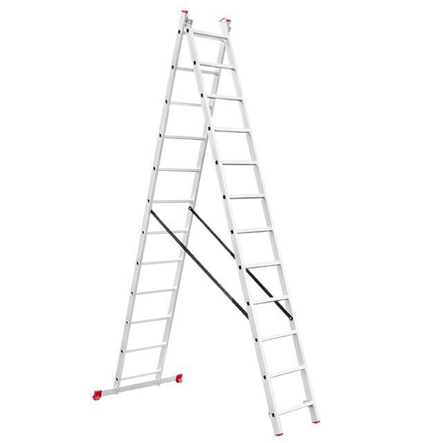 Лестница алюминиевая Intertool 2-х секционная 2*12ступ. 5.93м (LT-0212)