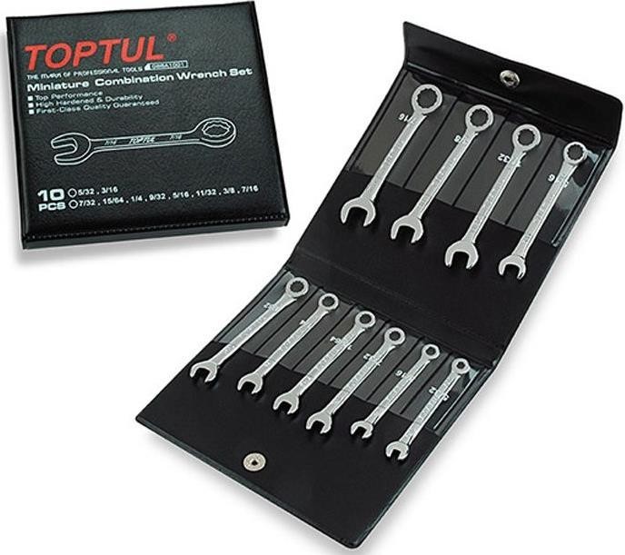 Набор ключей комбинированных миниатюрных Toptul 10 шт 5/32"-7/16" (GBBA1001)