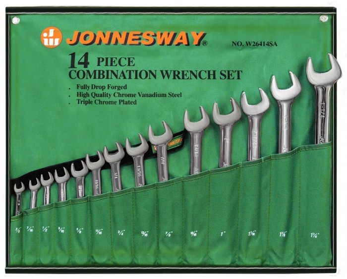 Набор комбинированных ключей Jonnesway 3/8"-1-1/4" 14 предметов (W26414S)
