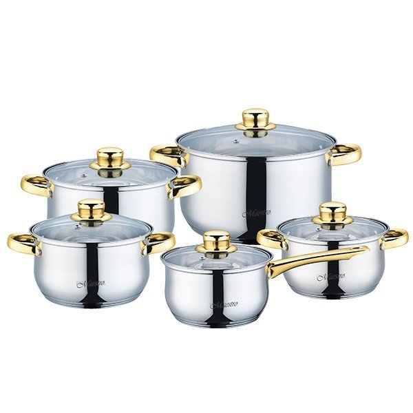 Набор посуды Maestro Jambo gold зол.ст. из 10 предметов (MR-2006)