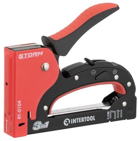 Механический скобозабивной пистолет Intertool 3в1, под скобу 6-14мм, гвоздь 14мм, шпилька (RT-0104)