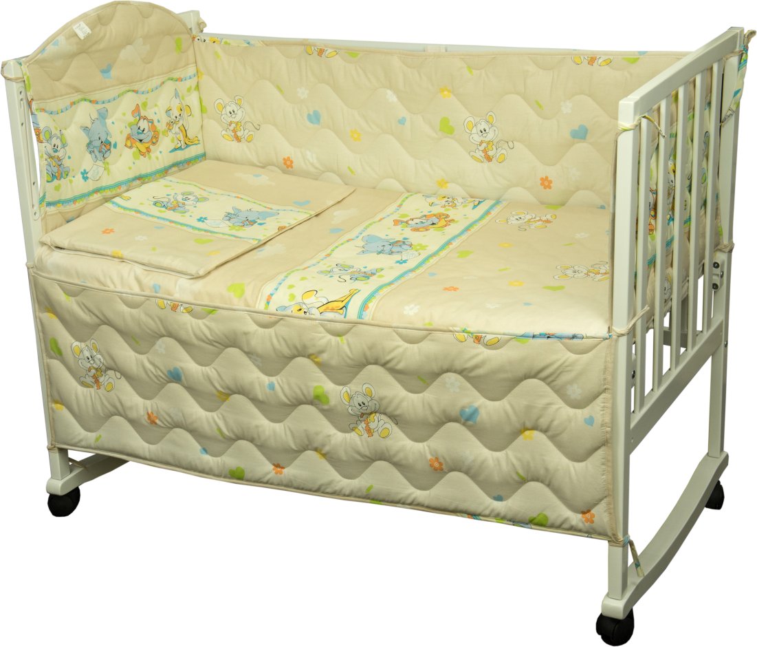 Комплект постельного белья Руно 60х120 см 4шт Детский Бежевый мышка с сыром (977У_(Бежевий) мишка з