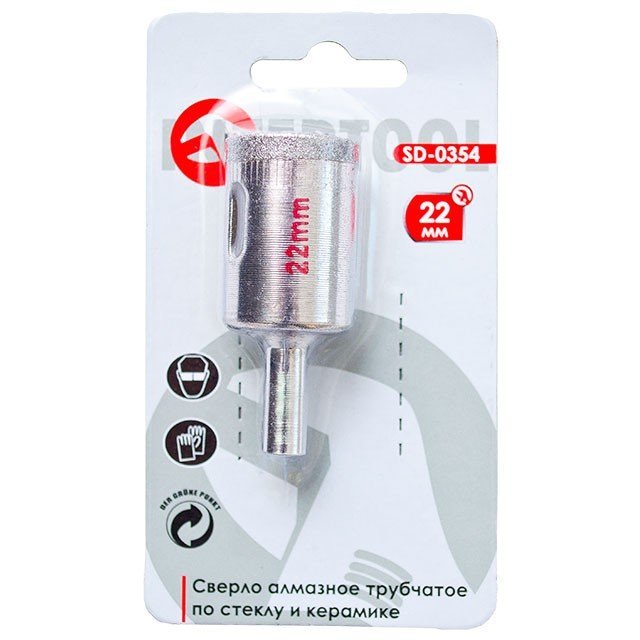 Коронка трубчатая Intertool по стеклу и керамике 22мм (SD-0354)