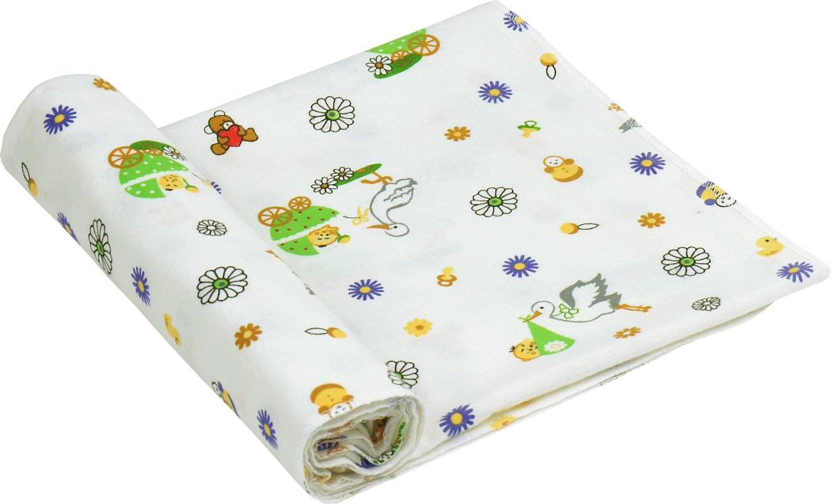 Пеленка Руно Хлопок 90x80 см Белая с журавлями (203.05_10-0320 green)