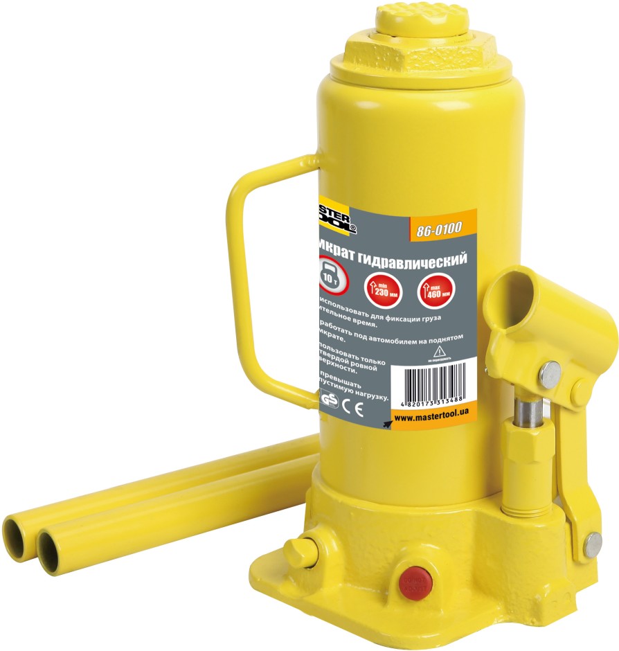 Домкрат гидравлический бутылочный Mastertool 10 т 230-460 мм (86-0100)