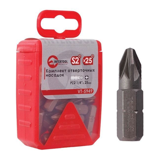 Комплект отверточных бит Intertool PZ2 1/4"*25мм 25шт (VT-5949)