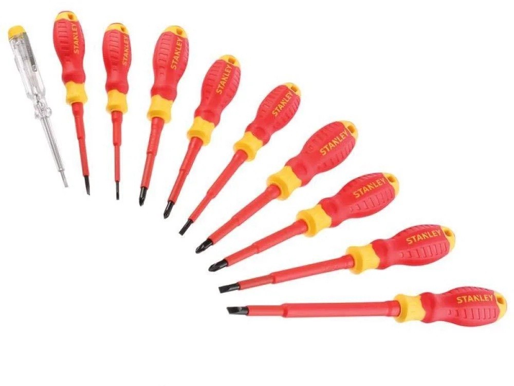 Набор отверток диэлектрических Stanley индикатор, SL, PH, PZ, VDE до 1000 В, 10 шт (STHT60032-0)