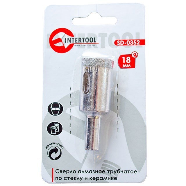 Коронка трубчатая Intertool по стеклу и керамике 18мм (SD-0352)