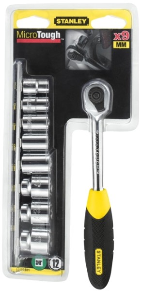 Набор головок торцевых Stanley MicroTough 3/8", трещотка, 9 шт (0-94-611)