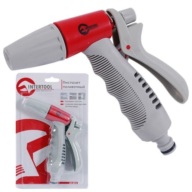 Пистолет-распылитель Intertool для полива с плавной регулировкой ABS, PP, TPR, BRASS (GE-0015)