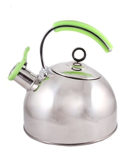 Чайник Maestro со свистком 2.5 л стальной с салатовой ручкой (MR-1332)