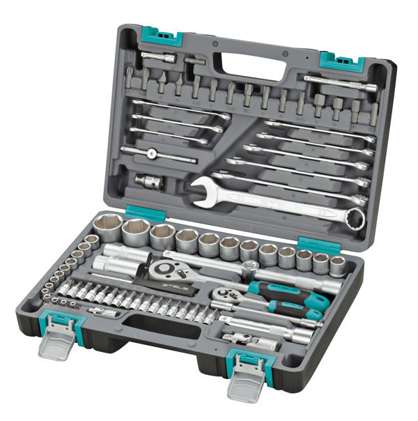 Набор инструментов STELS 1/2" 1/4" CrV пластиковий кейс 82 предметов (14105)