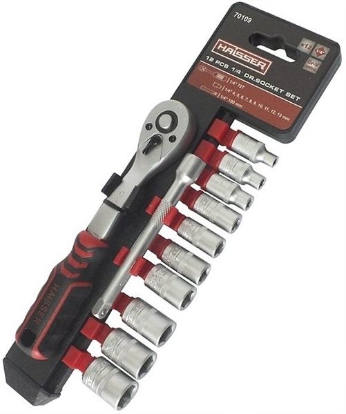 Набор насадок торцевых с трещоткой Haisser 1/4" 12 шт (75581)
