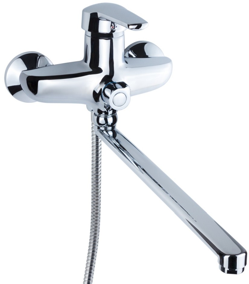 Смеситель для ванны Aquatica HM D40 гусак прямой 350мм дивертор встроенный картриджный (HM-2C231C)